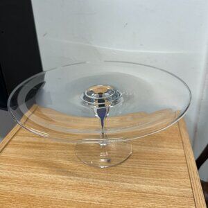 Orefors Blue Stemmed Glass Cake Plate